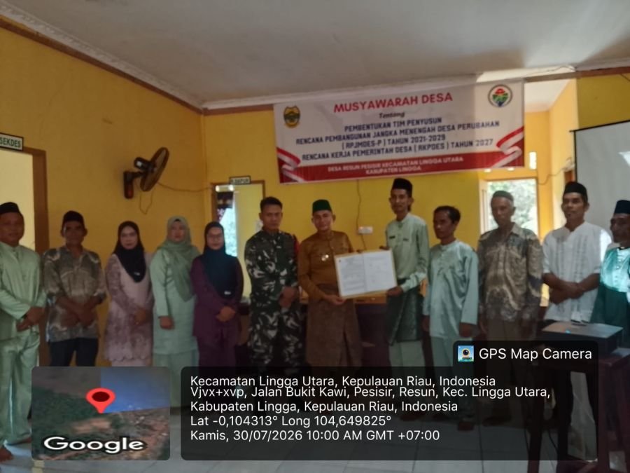 Babinsa Koramil 05/Daik Hadiri Musyawarah Desa Penyusunan RPJMDes Perubahan dan RKPDes di Resun Pesi
