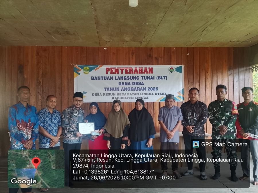 Babinsa Koramil 05/Daik Hadiri Penyaluran BLT Dana Desa Juni 2026 di Desa Resun Lingga Utara