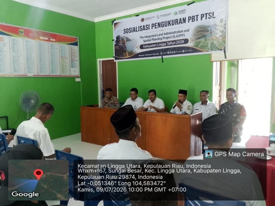 Babinsa Koramil 05/Daik Hadiri Sosialisasi Pengukuran PBT PTSL Terintegrasi 2026 di Desa Sungai Besa