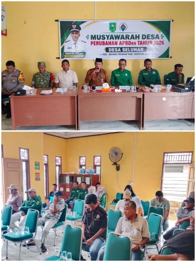 Babinsa Koramil 05/Peranap Hadiri Musdes Perubahan APBDes 2026 di Desa Selunak