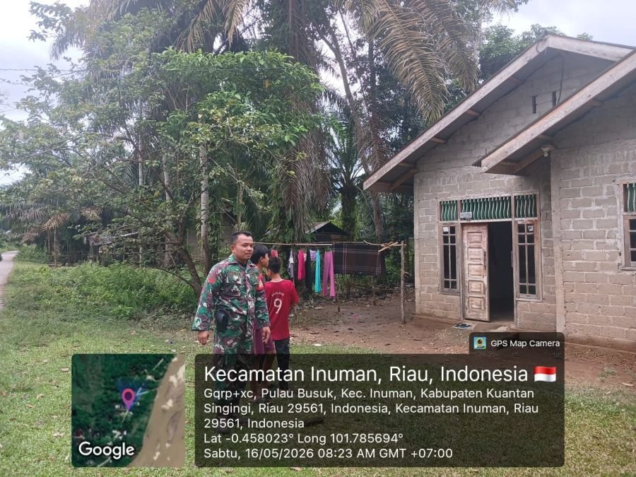 Babinsa Koramil 06/Cerenti Pantau Banjir di Desa Pulau Busuk Mulai Surut