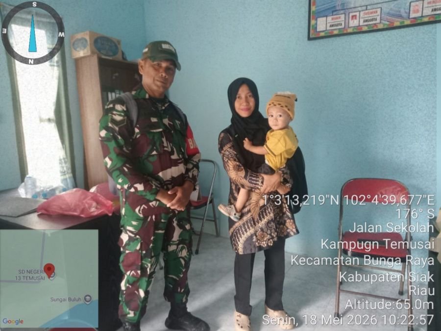 Babinsa Koramil 06/PWK Sabak Auh Turun Langsung Cek Anak Stunting di Kampung Temusai