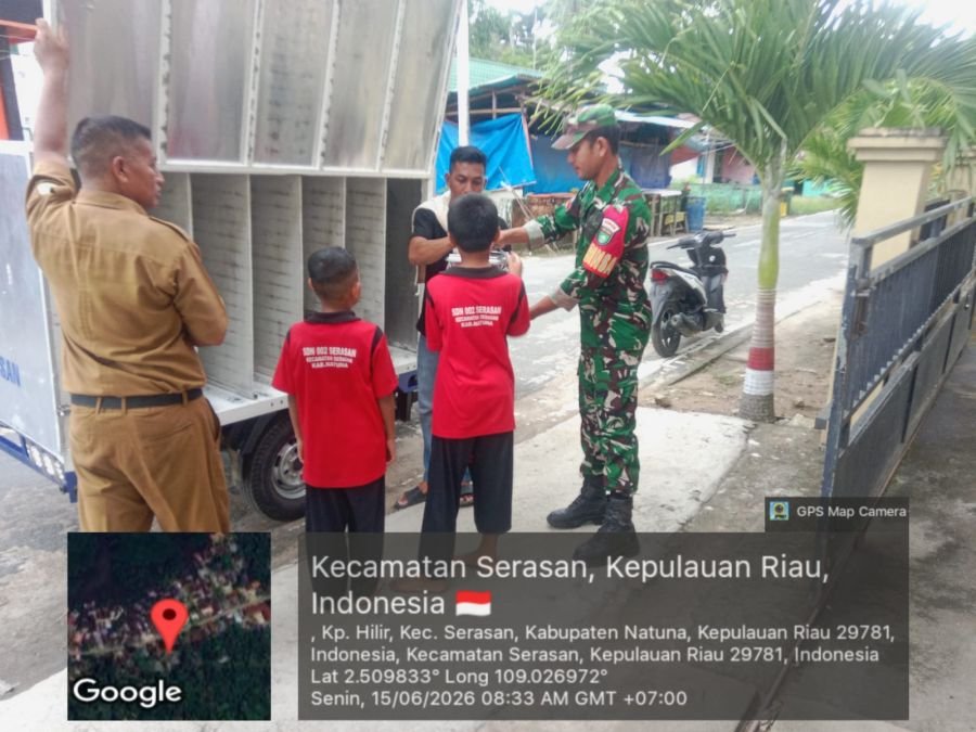 Babinsa Koramil 06/Serasan Monitoring Pendistribusian Program Makan Bergizi Gratis