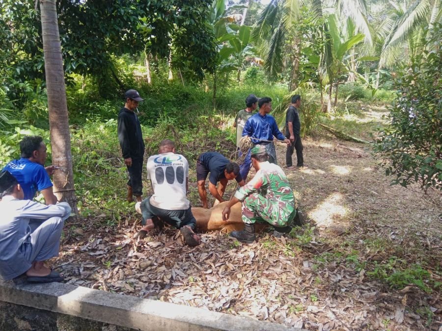 Babinsa Koramil 06/Serasan, Pratu Jhon Sirait, melaksanakan kegiatan Komunikasi Sosial (Komsos) deng