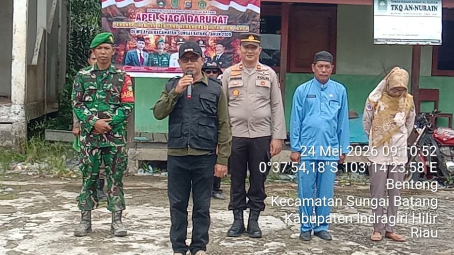 Babinsa Koramil 07/Reteh, Hadiri Apel Siaga Darurat Karhutla di Kecamatan Sungai Batang