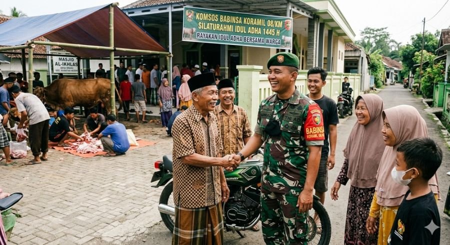 Babinsa Koramil 08/KM Gelar Komsos, Pererat Silaturahmi dengan Warga Saat Idul Adha