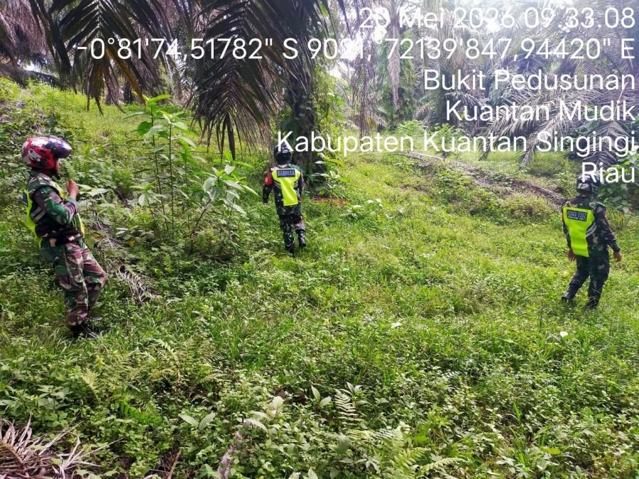 Babinsa Koramil 08/KM Gelar Patroli Cegah Karhutla di Bukit Pedusunan