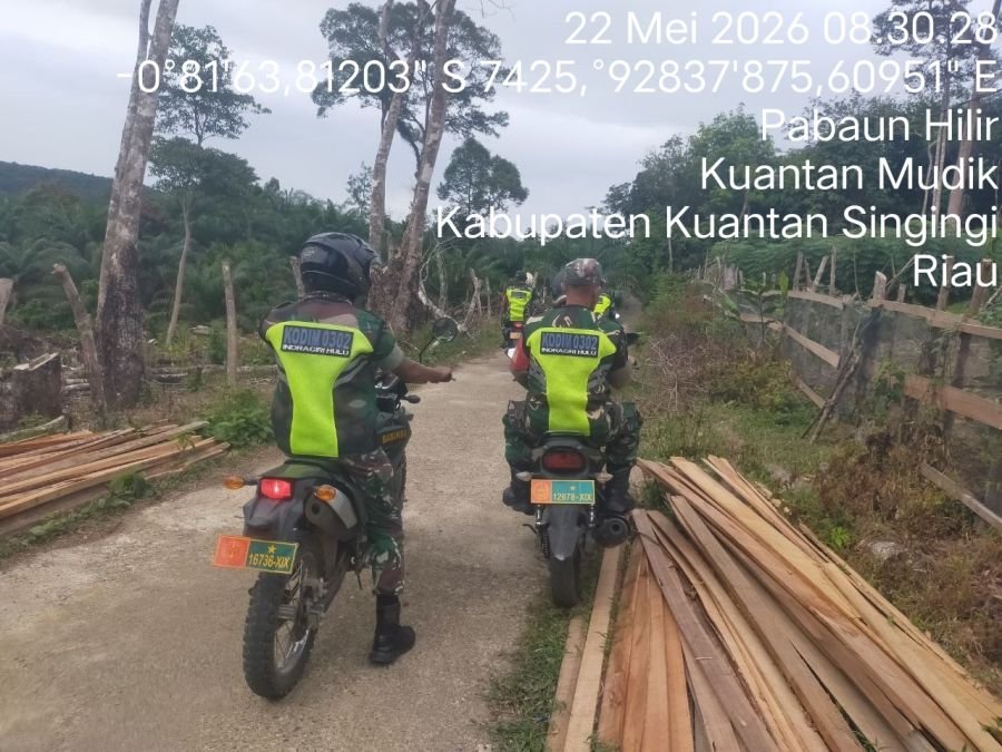Babinsa Koramil 08/KM Intensif Patroli Cegah Karhutla di Desa Pabaun Hilir