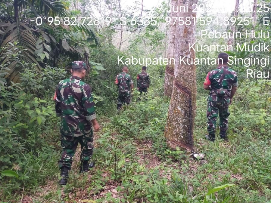 Babinsa Koramil 08/KM Intensifkan Patroli Cegah Karhutla di Desa Pebaun Hulu
