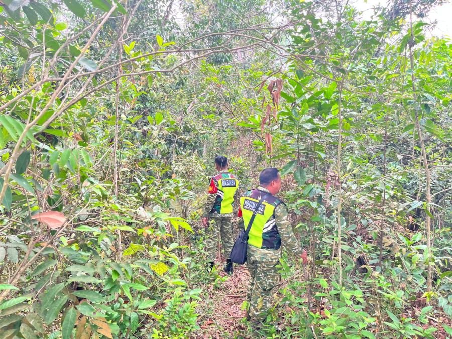 Babinsa Koramil 09 Singingi Laksanakan Patroli Cegah Karhutla di Desa Pulau Padang