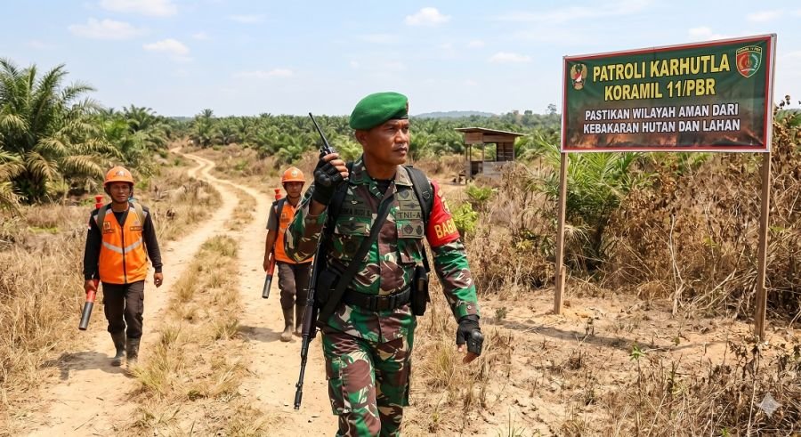 Babinsa Koramil 11/PBR Laksanakan Patroli Karhutlah, Pastikan Wilayah Aman dari Karhutlah