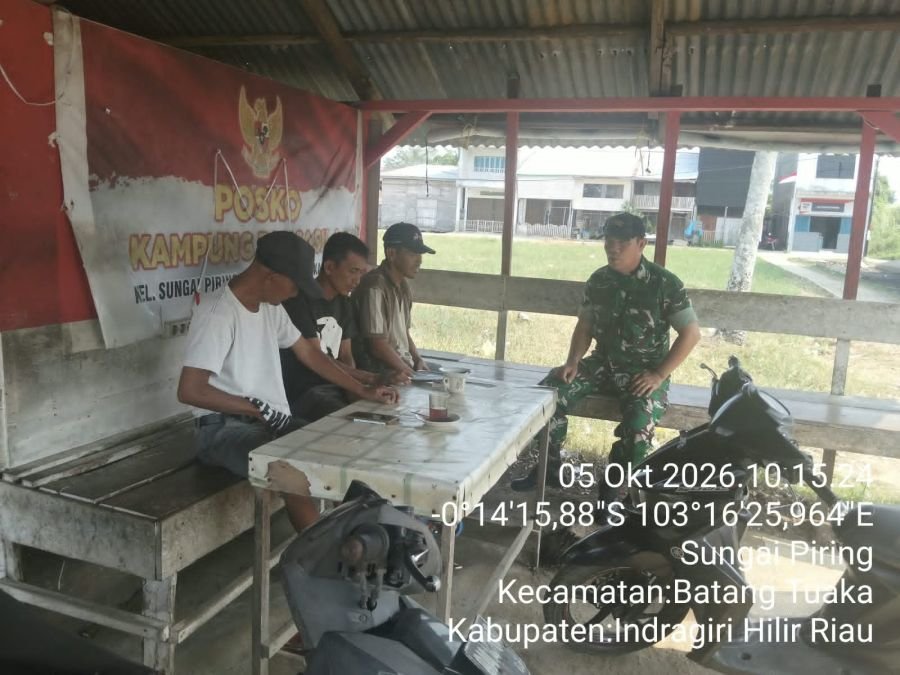 Babinsa Koramil 12/Batang Tuaka Ajak Warga Sungai Piring Amalkan Nilai Pancasila