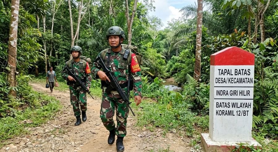 Babinsa Koramil 12/Batang Tuaka Laksanakan Patroli Tapal Batas, Situasi Aman Terkendali