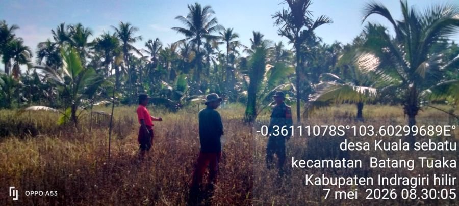 Babinsa Koramil 12/Batang Tuaka Laksanakan Patroli Karhutla dan Sosialisasi Tapal Batas