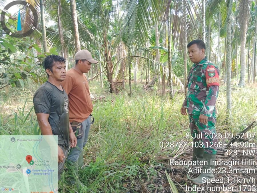 Babinsa Koramil 12/Batang Tuaka Laksanakan Sosialisasi dan Patroli Tapal Batas, Situasi Wilayah Aman