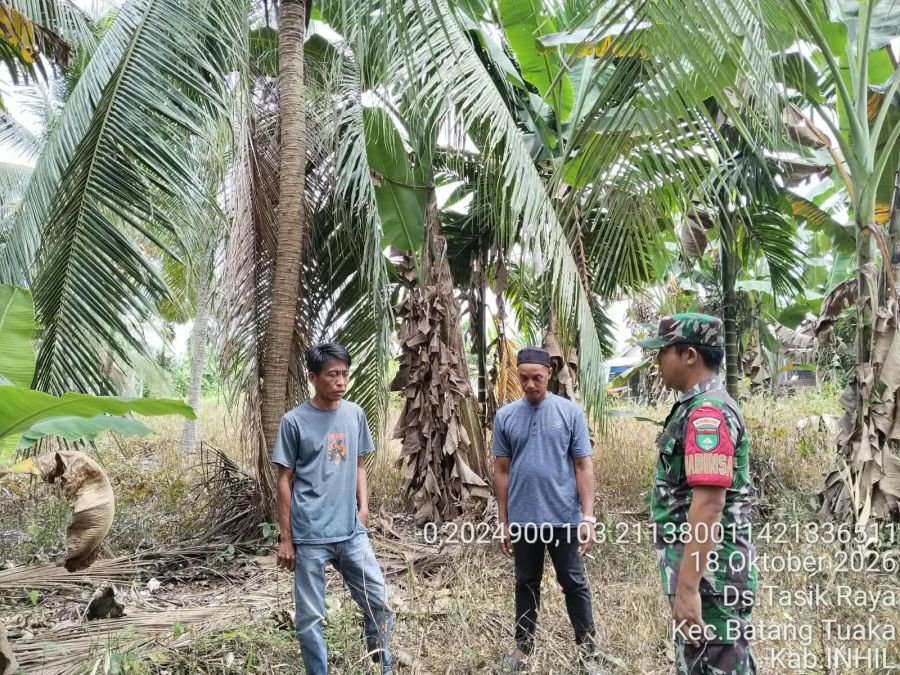 Babinsa Koramil 12/Batang Tuaka Pantau Tapal Batas, Pastikan Situasi Aman dan Terkendali