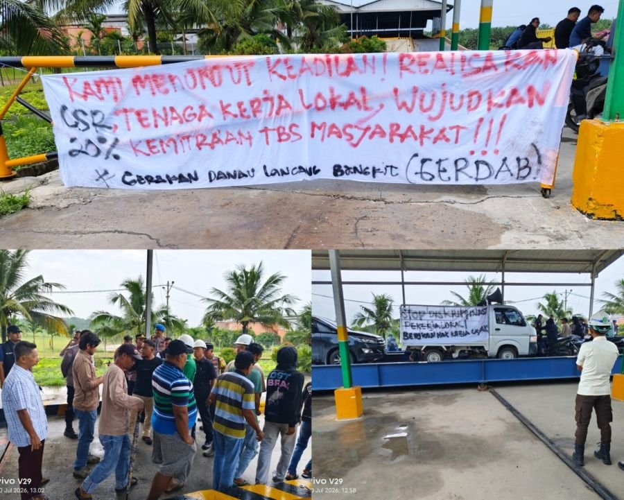 Babinsa Koramil 16/Tapung Laksanakan Pengamanan Unjuk Rasa Warga Terhadap PT.KWP di Tapung Hulu