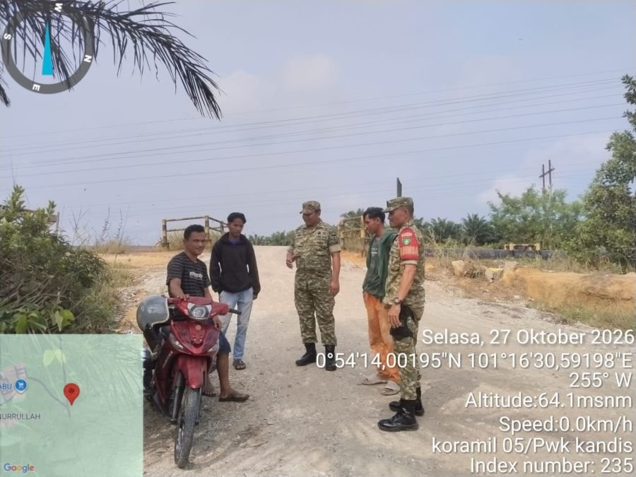 Babinsa Koramil Kandis Patroli Migas, Perkuat Pengawasan Bersama Warga