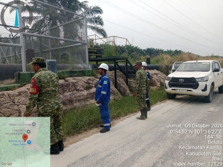 Babinsa Koramil Kandis Patroli Pipa Migas, Perkuat Pengamanan Wilayah Operasional PHR