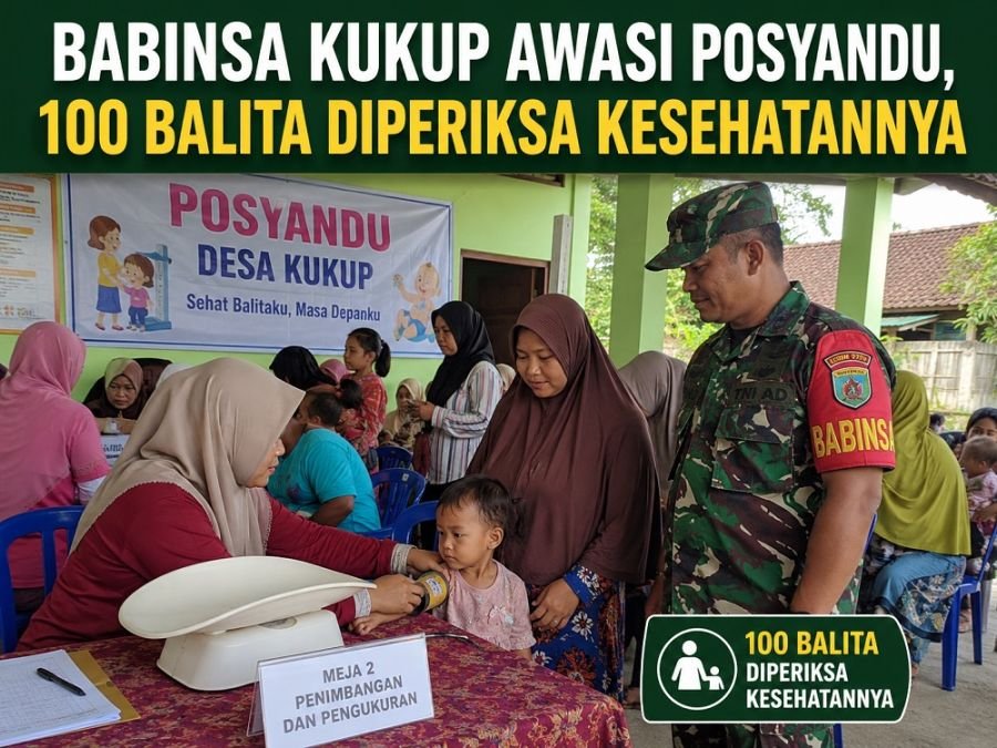 Babinsa Kukup Awasi Posyandu, 100 Balita Diperiksa Kesehatannya