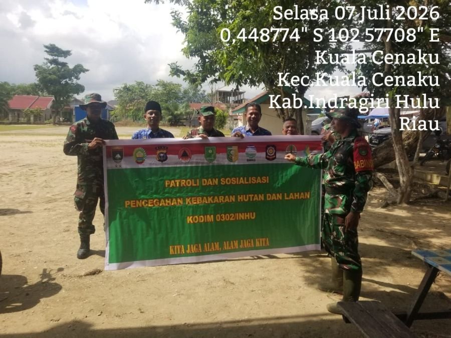Babinsa laksanakan patroli dan sosialisasi di wilayah Koramil 01/Rengat Kodim 0302/Inhu