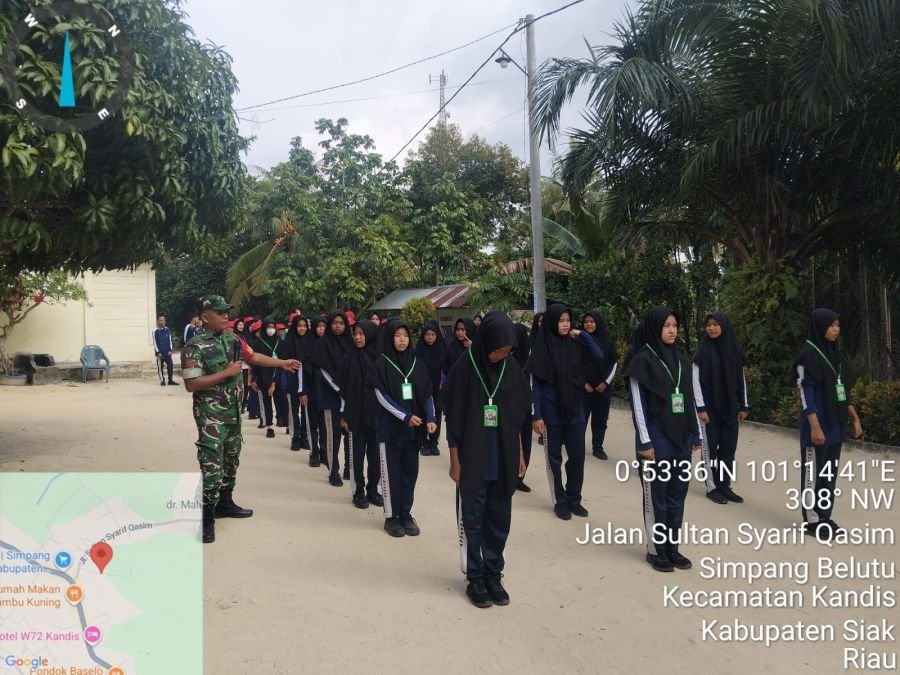 Babinsa Latih PBB dan Tanamkan Wawasan Kebangsaan di MTs Nurul Hijrah