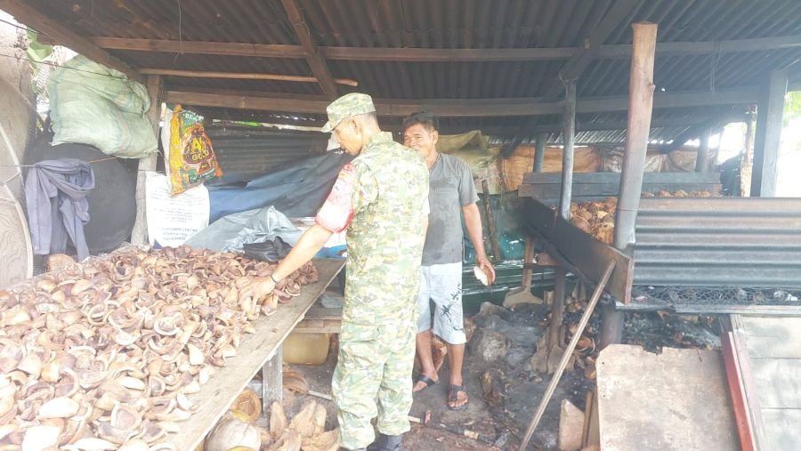 Babinsa Limau Manis Turun Langsung, Lakukan pengawasan Kegiatan UMKM KOPRA