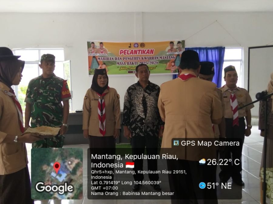 Babinsa Mantang Besar Hadiri Pelantikan Pengurus Kwartir Ranting Mantang Periode 2025–2028