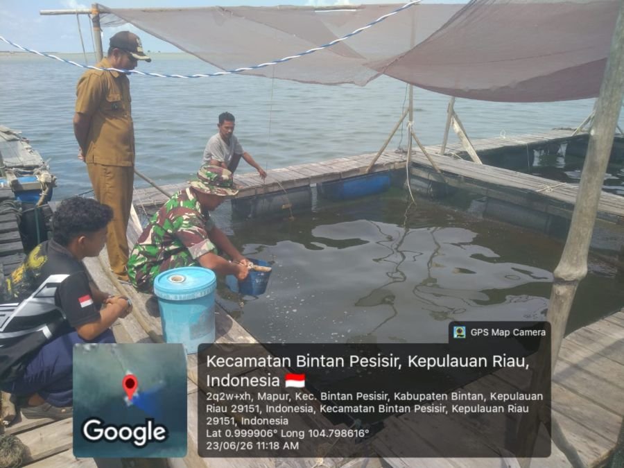 BABINSA MAPUR HIMBAU WARGA MANFAATKAN WAKTU LUANG BUAT KERAMBA IKAN