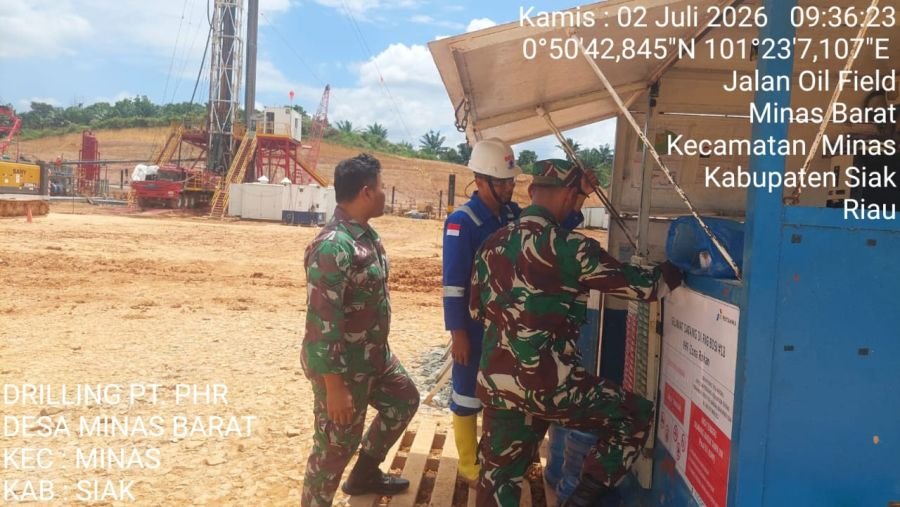 Babinsa Minas Patroli Tiga Titik Pengeboran Migas, Aktivitas Rig di Minas Berjalan Aman