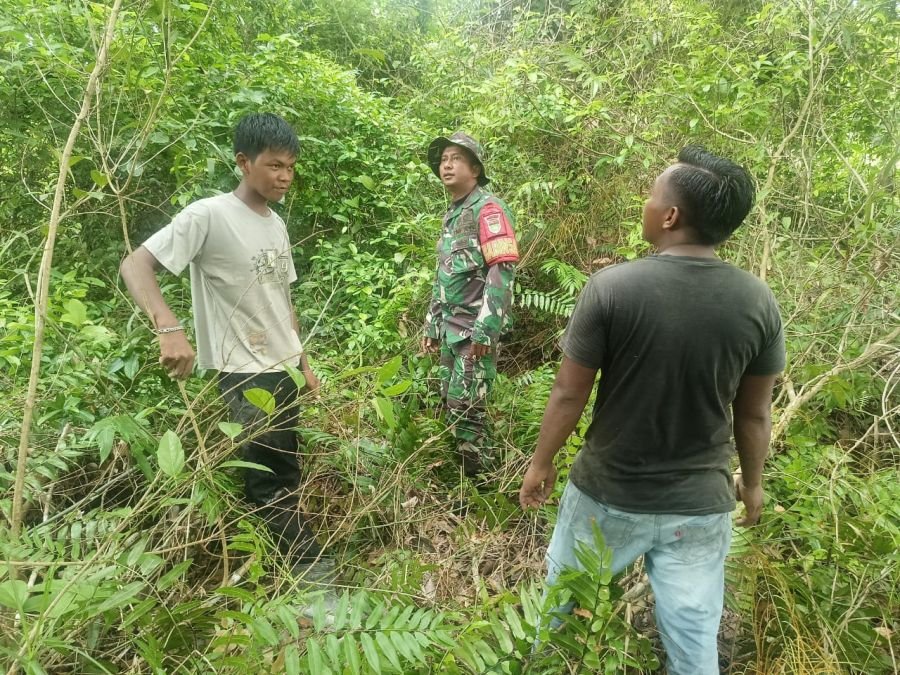 Babinsa Pangkalan Nyirih Perketat Patroli Karhutla Bersama Warga