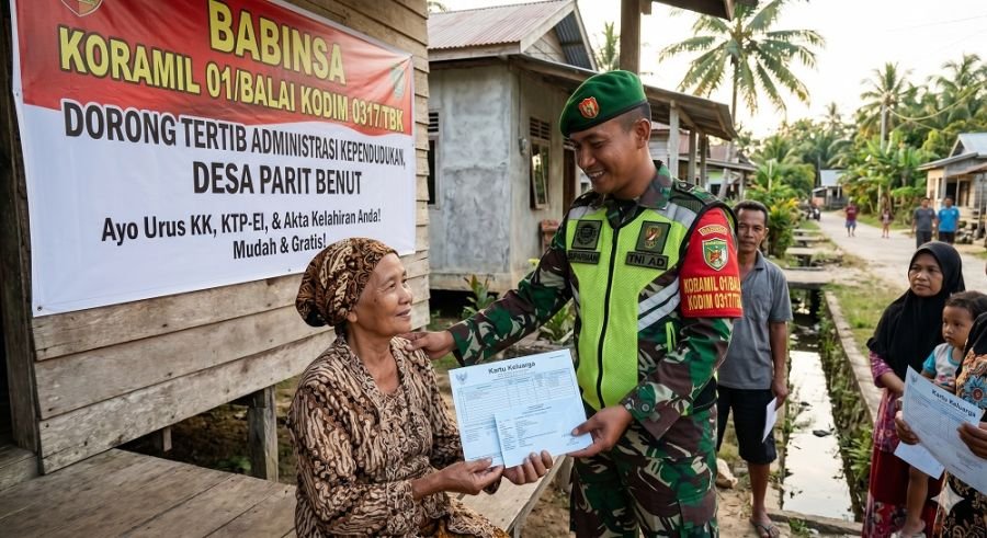 Babinsa Parit Benut Dorong Tertib Administrasi Kependudukan