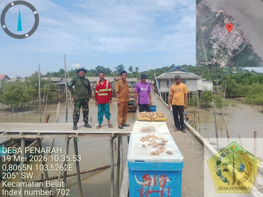 Babinsa Penarah Tinjau Lokasi Kampung Nelayan Merah Putih