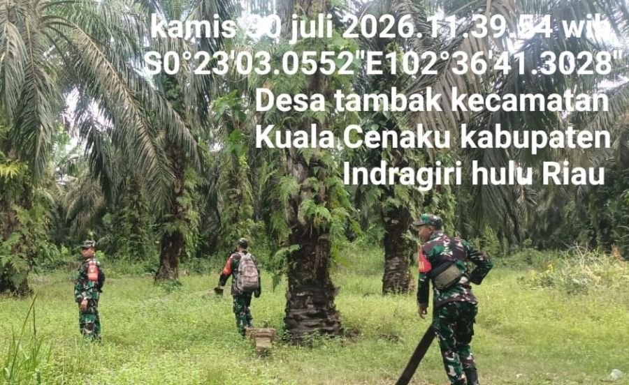Babinsa Ramil 01/Rengat Laksanakan Patroli dan sosialisasi Cegah Karhutla