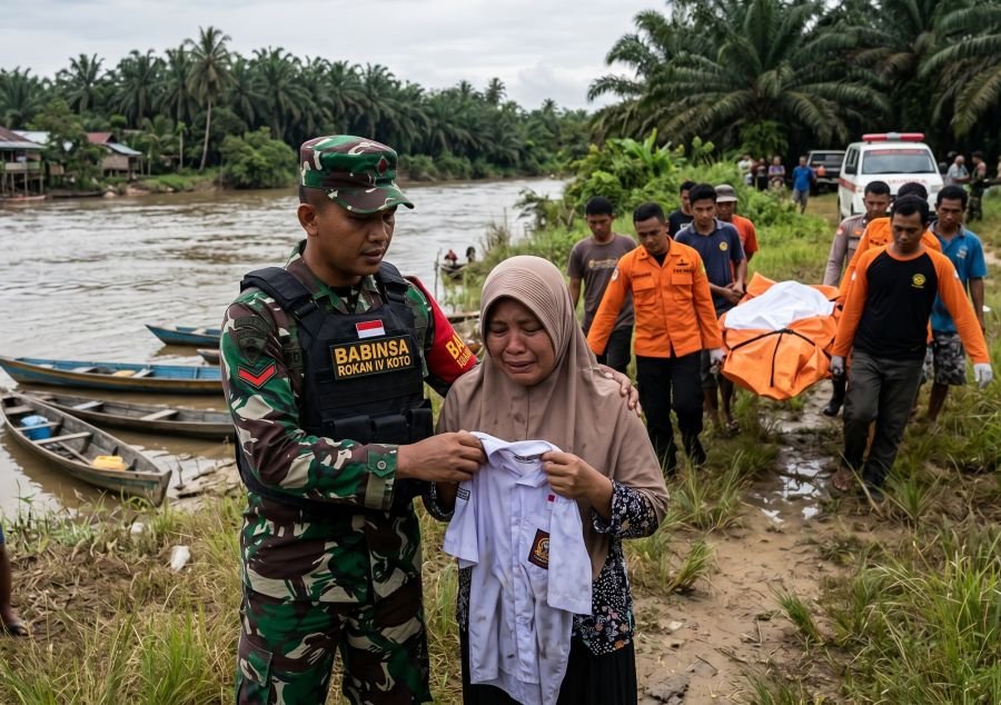 Babinsa Rokan IV Koto Turun, Pelajar Tenggelam Ditemukan Meninggal