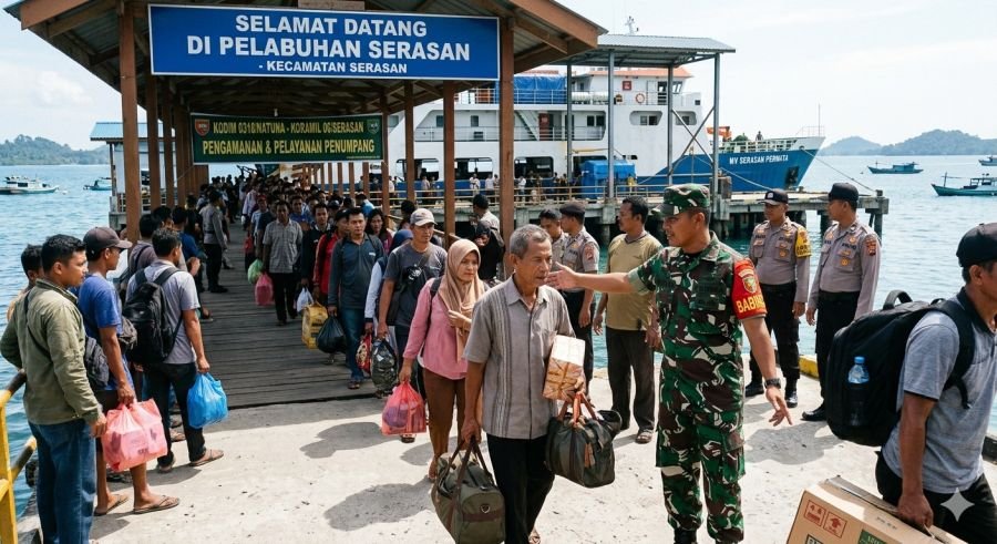 Babinsa Serasan Kawal 384 Penumpang, Pelabuhan Tetap Kondusif