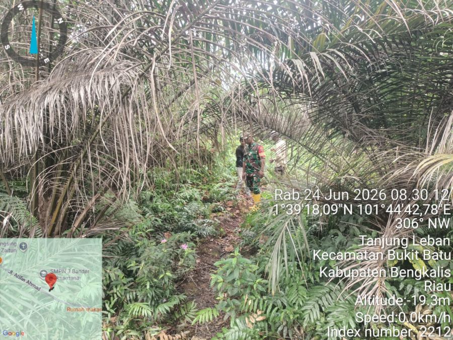 Babinsa Sertu SP. Silaen Gandeng Warga Sisir Lahan Rawan Karhutla di Tanjung Leban