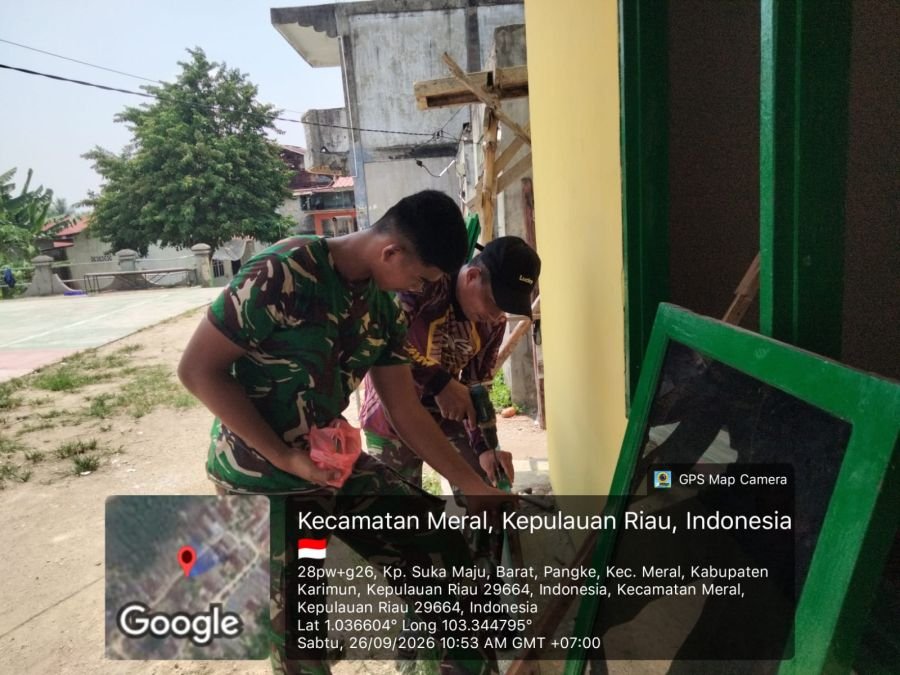 Babinsa Sertu Taufik Bantu Rehab PAUD Cahaya Hati di Pangke
