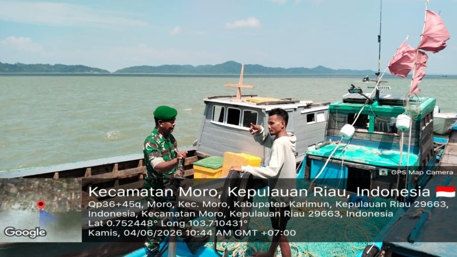 Babinsa Sugie Ingatkan Nelayan Waspadai Angin Selatan di Durai