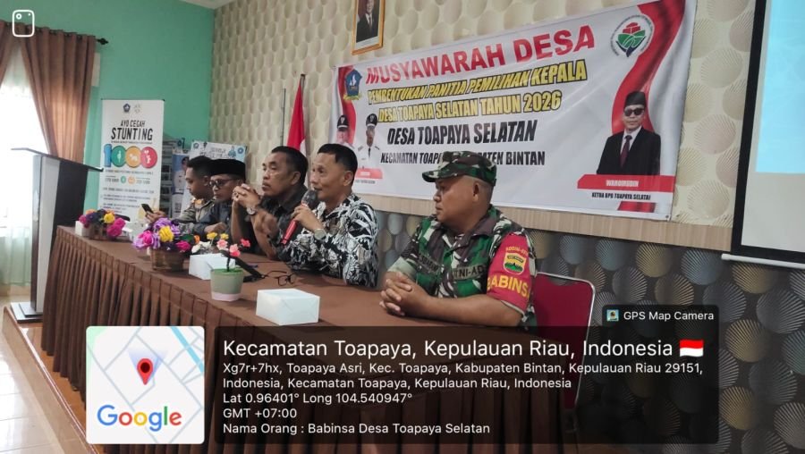 Babinsa Toapaya Selatan Hadiri Musyawarah Pembentukan Panitia Pemilihan Kepala Desa