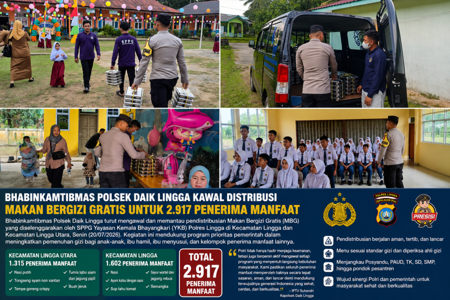 Bhabinkamtibmas Polsek Daik Lingga Kawal Distribusi MBG untuk 2.917 Penerima Manfaat