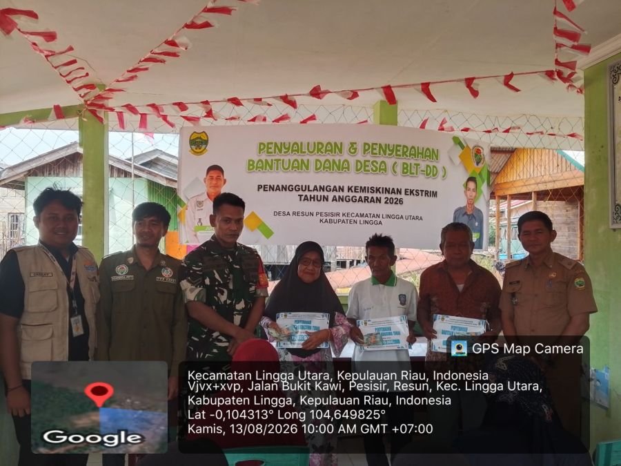 BLT Dana Desa 2026 Disalurkan di Desa Resun Pesisir, Babinsa Koramil 05/Daik Hadiri Kegiatan