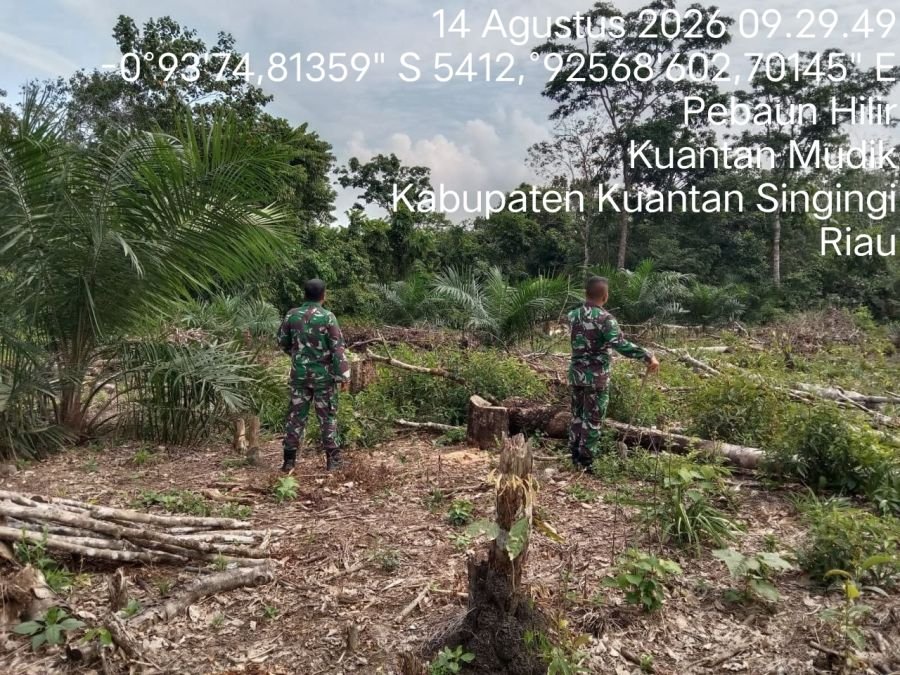 Cegah Karhutla, Babinsa Koramil 08/KM Gelar Patroli di Lahan Rawan Kebakaran