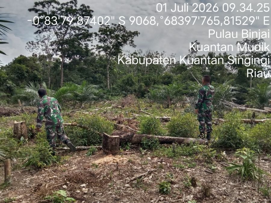 Cegah Karhutla, Babinsa Koramil 08/KM Gelar Patroli Lahan Rawan Kebakaran