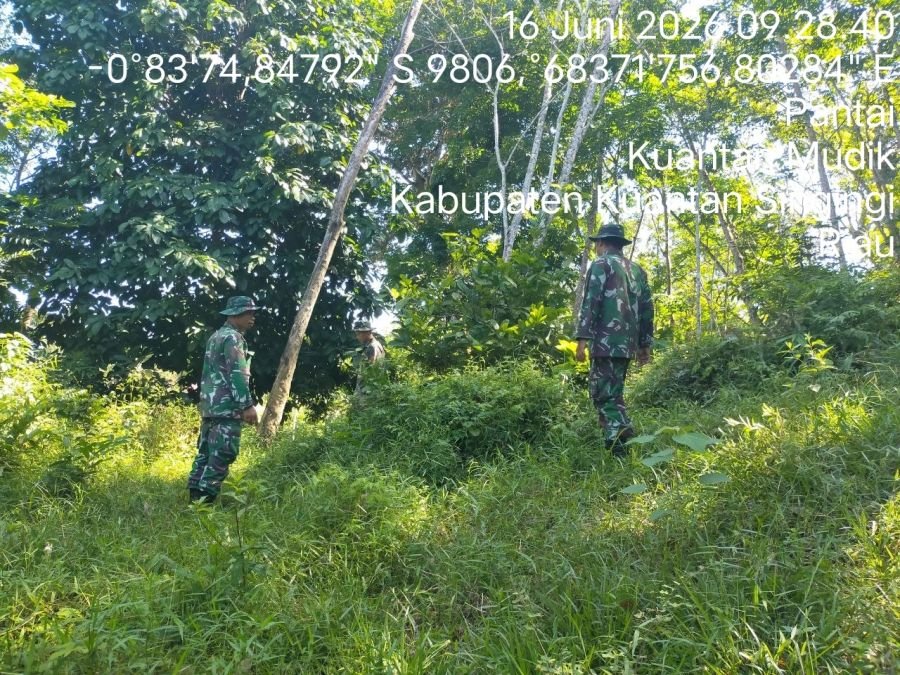 Cegah Karhutla, Babinsa Koramil 08/KM Gelar Patroli Lahan Rawan Kebakaran