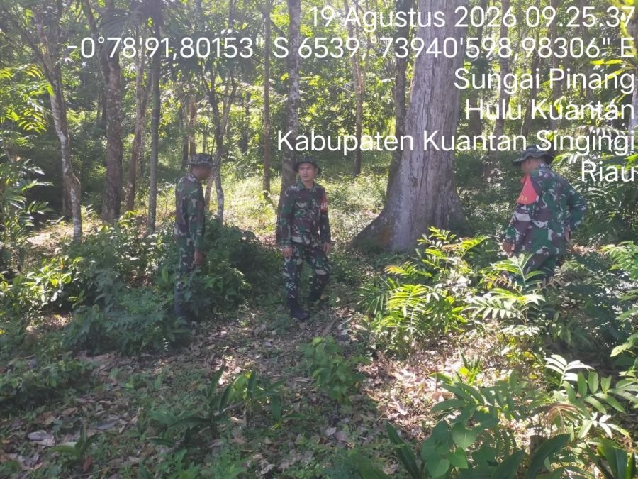 Cegah Karhutla, Babinsa Koramil 08/KM Gelar Patroli Lahan Rawan Kebakaran