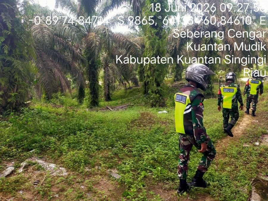 Cegah Karhutla, Babinsa Koramil 08/KM Gelar Patroli Lahan Rawan Kebakaran