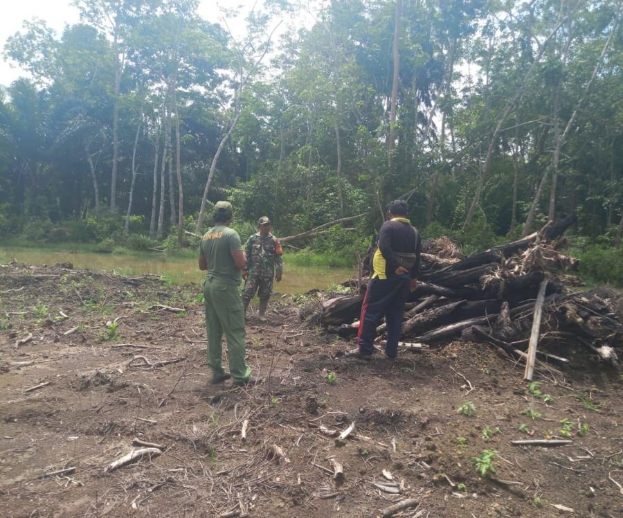 Cegah Karhutla Sejak Dini, Babinsa Koramil 04/Rupat Bersama Warga Sisir Lahan Rawan di Pancur Jaya