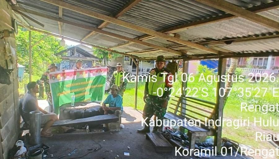 Cegah Karhutla Sejak Dini, Babinsa Koramil 01/Inhu Gencarkan Patroli Di Desa Kampung Pulau