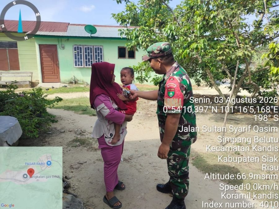 Cegah Stunting Memburuk, Babinsa Kandis Pantau Kondisi Anak di Sam Sam